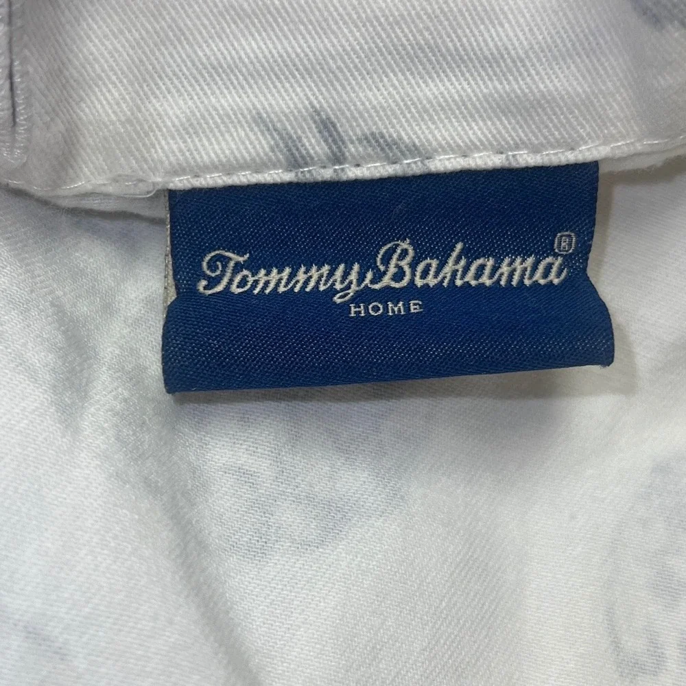 Tommy Bahama Home Pineapple Shower Curtain Gray White Tropical Cotton 70x66.5